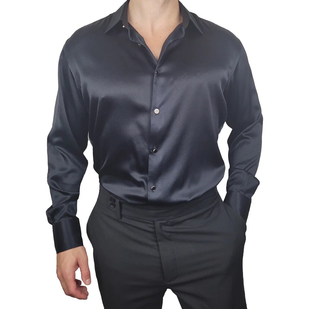 Silk dress shirt for men